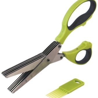 Ножиці для зелені: кухонні ножиці з 5 лезами для різання зелені і інші моделі ножів для подрібнення трав