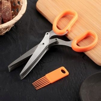 Ножиці для зелені: кухонні ножиці з 5 лезами для різання зелені і інші моделі ножів для подрібнення трав