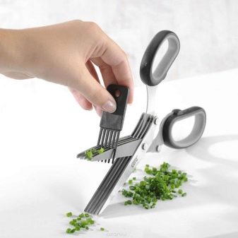 Ножиці для зелені: кухонні ножиці з 5 лезами для різання зелені і інші моделі ножів для подрібнення трав