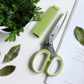 Ножиці для зелені: кухонні ножиці з 5 лезами для різання зелені і інші моделі ножів для подрібнення трав