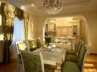 Інтер’єр кухні-їдальні в приватному будинку (59 фото: класичний дизайн і планування кухні великої, поєднаної з їдальнею