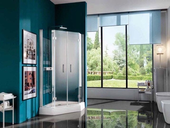 П’ятикутні душові кабіни: 90х90, 100х100 см і інших розмірів. Приклади в інтер’єрі