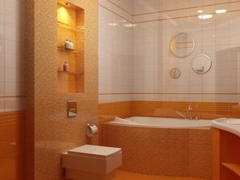 Помаранчева плитка для ванної (36 фото): особливості оформлення ванної кімнати керамічною плиткою в помаранчевій гамі
