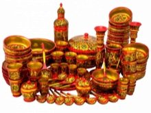 Посуд хохлома (22 фото): види хохломской розпису. Розписні тарілки, чайні пари і інші набори посуду