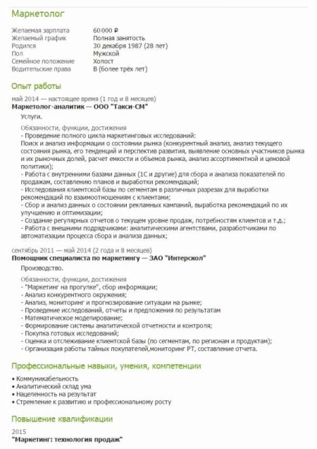 Резюме маркетолога: зразок, приклади супровідного листа. Як грамотно описати ключові навички, обов’язки, досягнення і інше?