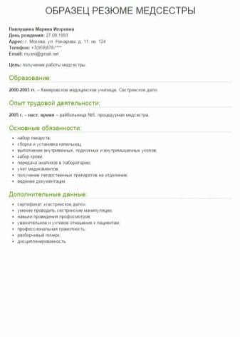 Резюме медсестри: готові приклади, ключові навички та особисті якості медичної сестри-анестезиста