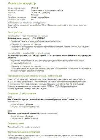 Резюме інженера-конструктора: зразки і приклади резюме на посаду інженера-конструктора виставкових стендів, провідного інженера та інших посад