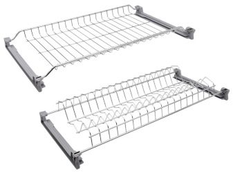 Розміри сушарок для посуду у шафу: вбудовані приміщення розміром 40-50 см і 60-80 см, інші моделі