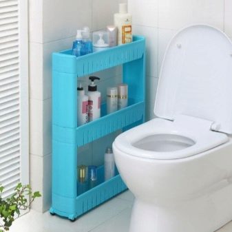 Шафа в туалет (51 фото): вибираємо навісний шафка над інсталяцією в санвузол, дизайн вузьких і широких туалетних шаф, шафки з дзеркалом і інші моделі