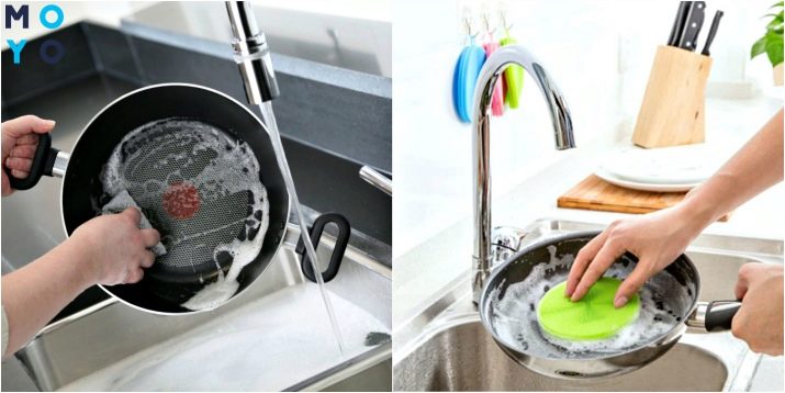 Тефлонові сковороди (24 фото): відновлення покриття сковорідки та реставрація. Можна користуватися пошкодженої посудом? Шкідливі сковороди?