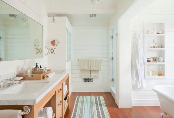 Ванна у скандинавському стилі (66 фото): дизайн інтер’єру маленької кімнати 3 і 4 кв. м, ідеї оформлення білої ванною, вибір аксесуарів