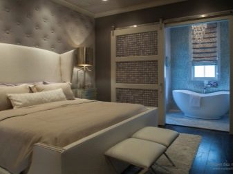Ванна у спальні (44 фото): варіанти суміщення з санвузлом і душовою кімнатою, дизайн кабіни, планування ванної кімнати поруч з гардеробною