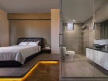 Ванна у спальні (44 фото): варіанти суміщення з санвузлом і душовою кімнатою, дизайн кабіни, планування ванної кімнати поруч з гардеробною
