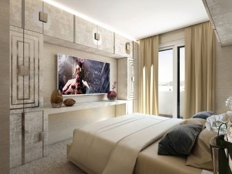 Варіанти розміщення телевізора в спальні (37 фото): на якій висоті від підлоги вішати телевізор на стіні? Приклади установки телевізора і варіанти дизайну
