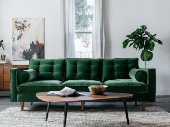 Зелені дивани (61 фото): смарагдові і темно-зелені моделі в інтер’єрі, кутові дивани і дивани-ліжка зеленого кольору з велюру та інших матеріалів