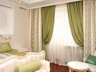 Зелені штори в спальню (58 фото): інтер’єри з м’ятними і світло-зеленими шторами, дизайн з смарагдовими шторами і фіранками темно-зеленого кольору, інші варіанти