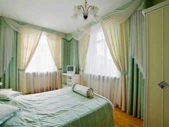 Зелені штори в спальню (58 фото): інтер’єри з м’ятними і світло-зеленими шторами, дизайн з смарагдовими шторами і фіранками темно-зеленого кольору, інші варіанти