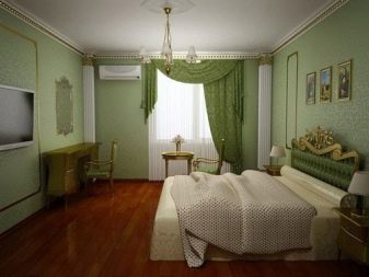 Зелені штори в спальню (58 фото): інтер’єри з м’ятними і світло-зеленими шторами, дизайн з смарагдовими шторами і фіранками темно-зеленого кольору, інші варіанти