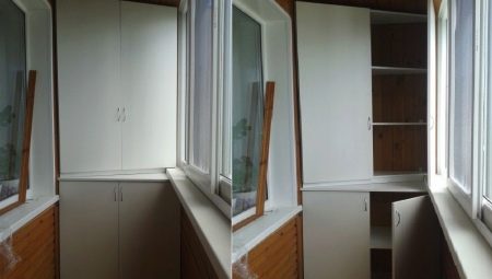 Кутовий шафа на балкон (52 фото): приклади красиво зробленого дизайну лоджії з шафою-купе, зі стулками і відкритими полицями